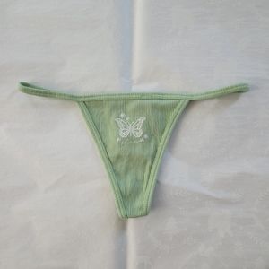 💕🔥NWT PINK Victoria's Secret v string panties Green butterfly Medium